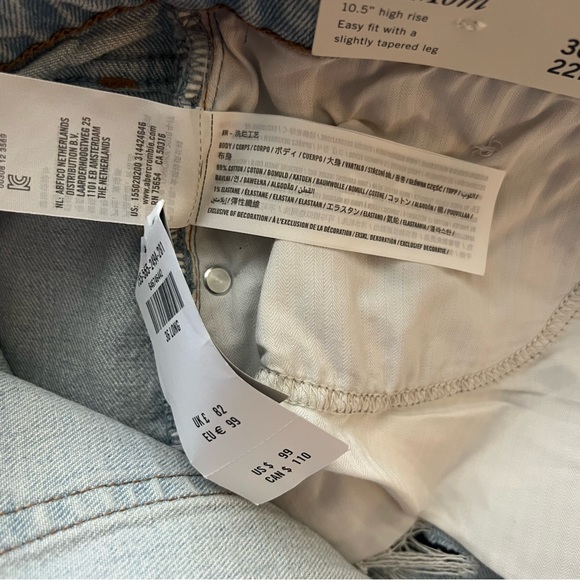 NWT Abercrombie The Mom High Rise Distressed Jeans 36 22 Long - Picture 6 of 7
